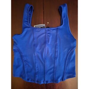 Saints 21 Royal Blue Corset Tank Top Square Neck Seamed Bustier XL T1404-2